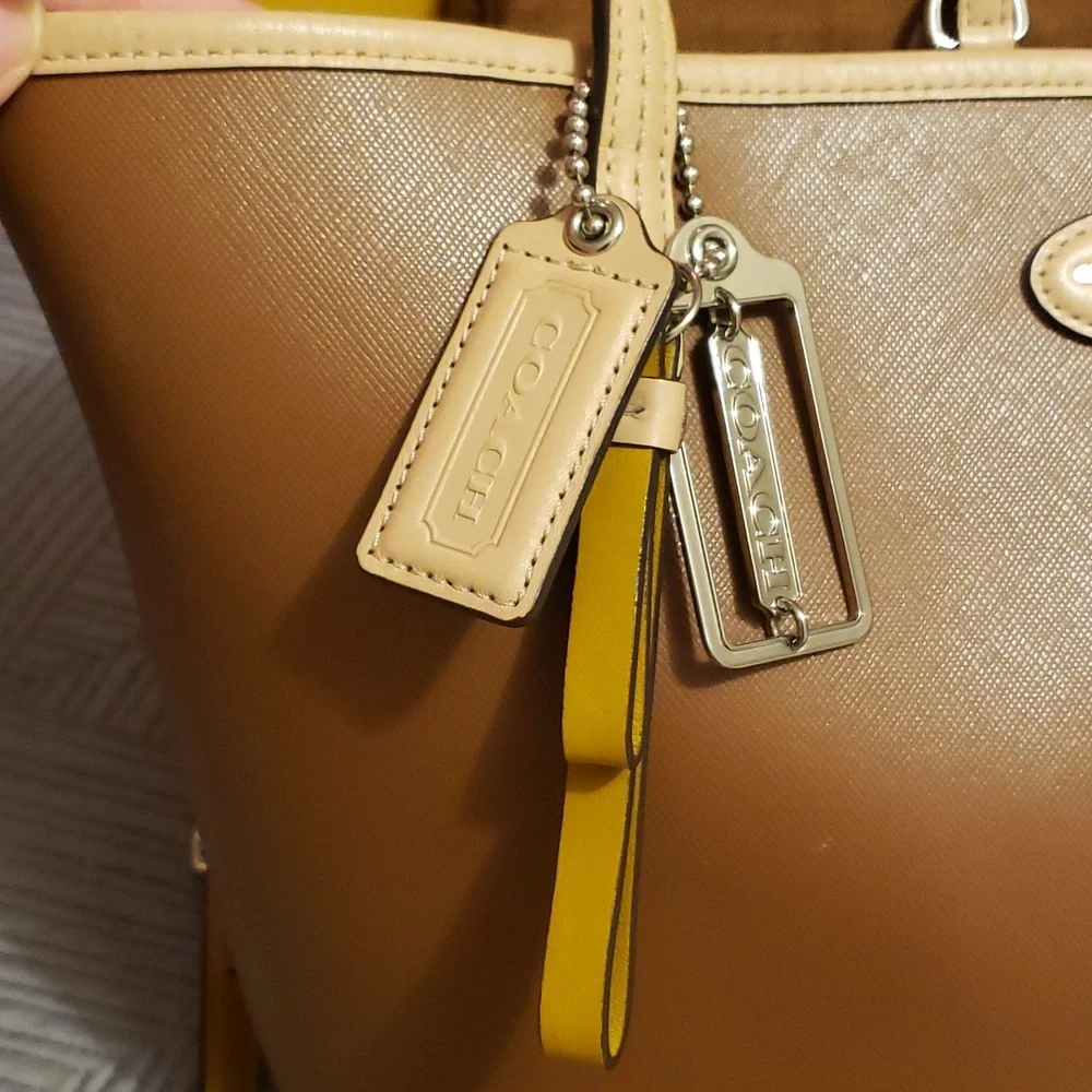 Coach brown and tan leather satchel for women - Picture 4 of 10